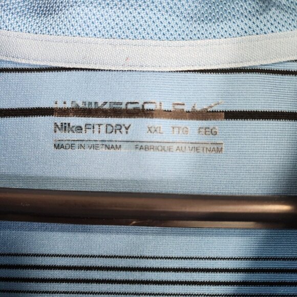 Mens Nike Golf Polo Shirt Blue Striped Fit Dry Short Sleeve Swoosh Size XXL - Picture 4 of 9